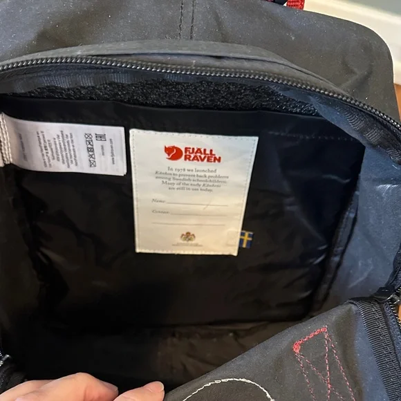Fjallraven Kånken Dark Gray and Red Mini Backpack - Picture 6 of 12